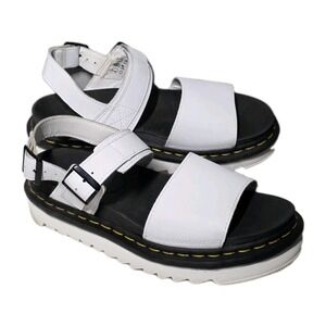 Dr. Martens Sandals Voss Quad Leather Strap Platform White Docs Women's Size 9